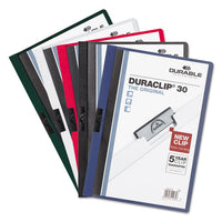 Vinyl Duraclip Report Cover, Letter, Holds 30 Pages, Clear-dark Blue, 25-box