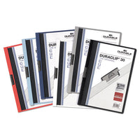 Vinyl Duraclip Report Cover, Letter, Holds 30 Pages, Clear-graphite, 25-box