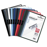 Vinyl Duraclip Report Cover W-clip, Letter, Holds 60 Pages, Clear-black, 25-box