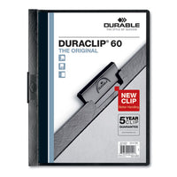 Vinyl Duraclip Report Cover W-clip, Letter, Holds 60 Pages, Clear-black, 25-box