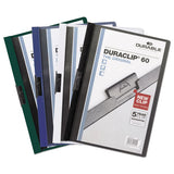 Vinyl Duraclip Report Cover W-clip, Letter, Holds 60 Pages, Clear-black, 25-box