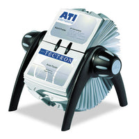 Visifix Flip Rotary Business Card File, Holds 400 4 1-8 X 2 7-8 Cards, Black-sr
