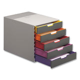 Varicolor® Stackable Plastic Drawer Box, 5 Drawers, Letter To Folio Size Files, 11.5" X 14" X 11", Gray