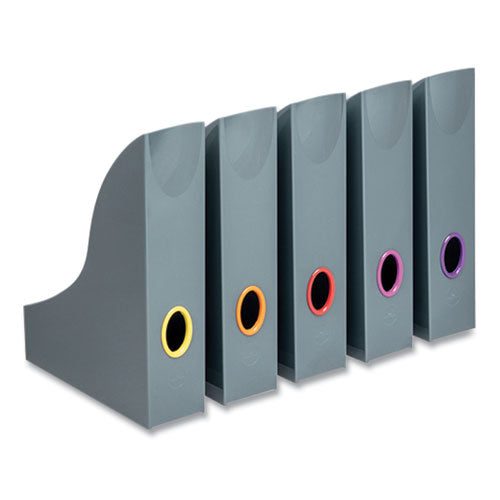 Varicolor Plastic Magazine Racks, 2.88w X 9.5d X 12h, Gray-multicolor, 5-pack