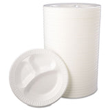 Laminated Foam Dinnerware, Plate, 3-comp, 10 1-4", White, 125-pk, 4 Pks-ctn