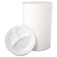 Laminated Foam Dinnerware, Plate, 3-comp, 10 1-4", White, 125-pk, 4 Pks-ctn