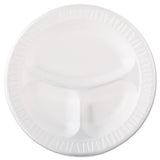 Laminated Foam Dinnerware, Plate, 3-comp, 10 1-4", White, 125-pk, 4 Pks-ctn