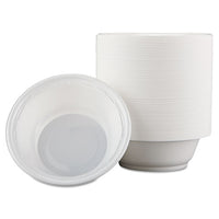 Famous Service Plastic Dinnerware, Bowl, 12oz, White, 125-pack, 8 Packs-carton
