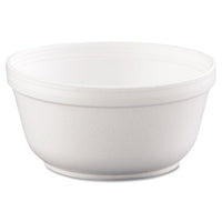 Foam Bowls, 8 Ounces, White, Round, 50-pack
