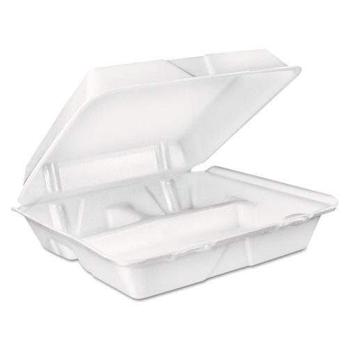 Large Foam Carryout, Food Container, 3-compartment, White, 9-2-5x9x3