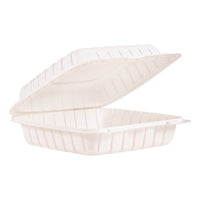 Hinged Lid Single Compartment Containers, 9" X 8.8" X 3", White, 150-carton