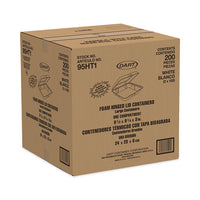 Insulated Foam Hinged Lid Containers, 1-compartment, 9.3 X 9.5 X 3, White, 200-pack, 2 Packs-carton