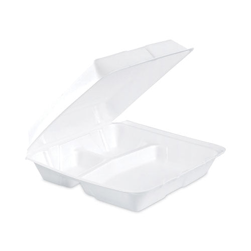 Insulated Foam Hinged Lid Containers, 3-compartment, 9.3 X 9.5 X 3, White, 200-pack, 2 Packs-carton