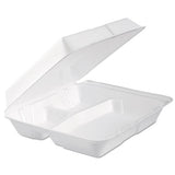 Foam Hinged Lid Container, 3-comp, 9.3 X 9 1-2 X 3, White, 100-bag, 2 Bag-carton