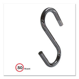 S Hooks, Metal, Silver, 50-pack