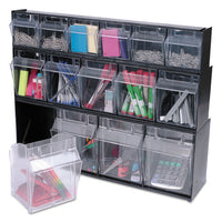 Tilt Bin Interlocking Multi-bin Storage Organizer, 5 Sections, 23.63" X 5.25" X 6.5", Black-clear