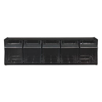 Tilt Bin Interlocking Multi-bin Storage Organizer, 5 Sections, 23.63" X 5.25" X 6.5", Black-clear