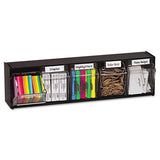 Tilt Bin Interlocking Multi-bin Storage Organizer, 5 Sections, 23.63" X 5.25" X 6.5", Black-clear