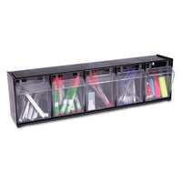 Tilt Bin Interlocking Multi-bin Storage Organizer, 5 Sections, 23.63" X 5.25" X 6.5", Black-clear