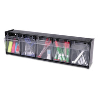 Tilt Bin Interlocking Multi-bin Storage Organizer, 5 Sections, 23.63" X 5.25" X 6.5", Black-clear