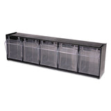 Tilt Bin Interlocking Multi-bin Storage Organizer, 5 Sections, 23.63" X 5.25" X 6.5", Black-clear