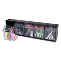 Tilt Bin Interlocking Multi-bin Storage Organizer, 5 Sections, 23.63" X 5.25" X 6.5", Black-clear