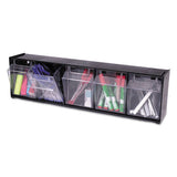 Tilt Bin Interlocking Multi-bin Storage Organizer, 5 Sections, 23.63" X 5.25" X 6.5", Black-clear