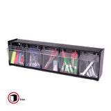 Tilt Bin Interlocking Multi-bin Storage Organizer, 5 Sections, 23.63" X 5.25" X 6.5", Black-clear