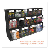 Tilt Bin Interlocking Multi-bin Storage Organizer, 6 Sections, 23.63" X 3.63" X 4.5", Black-clear