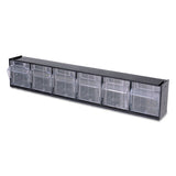 Tilt Bin Interlocking Multi-bin Storage Organizer, 6 Sections, 23.63" X 3.63" X 4.5", Black-clear