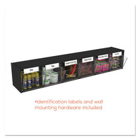 Tilt Bin Interlocking Multi-bin Storage Organizer, 6 Sections, 23.63" X 3.63" X 4.5", Black-clear