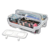 Stackable Caddy Organizer W- S, M & L Containers, White Caddy, Clear Containers