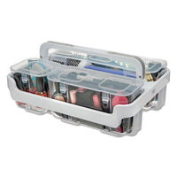 Stackable Caddy Organizer W- S, M & L Containers, White Caddy, Clear Containers