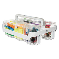 Stackable Caddy Organizer W- S, M & L Containers, White Caddy, Clear Containers