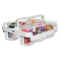 Stackable Caddy Organizer W- S, M & L Containers, White Caddy, Clear Containers