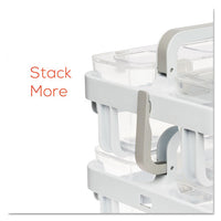 Stackable Caddy Organizer W- S, M & L Containers, White Caddy, Clear Containers