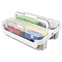 Stackable Caddy Organizer W- S, M & L Containers, White Caddy, Clear Containers