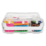 Stackable Caddy Organizer W- S, M & L Containers, White Caddy, Clear Containers