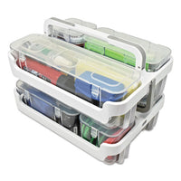 Stackable Caddy Organizer W- S, M & L Containers, White Caddy, Clear Containers