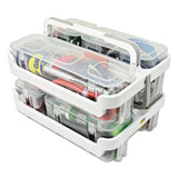 Stackable Caddy Organizer W- S, M & L Containers, White Caddy, Clear Containers