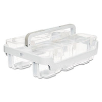 Stackable Caddy Organizer W- S, M & L Containers, White Caddy, Clear Containers