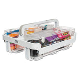 Stackable Caddy Organizer W- S, M & L Containers, White Caddy, Clear Containers