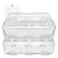 Stackable Caddy Organizer W- S, M & L Containers, White Caddy, Clear Containers