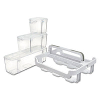 Stackable Caddy Organizer W- S, M & L Containers, White Caddy, Clear Containers