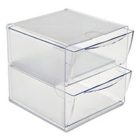 Stackable Cube Organizer, 2 Drawers, 6 X 7 1-8 X 6, Clear