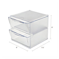 Stackable Cube Organizer, 2 Drawers, 6 X 7 1-8 X 6, Clear