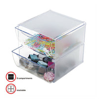 Stackable Cube Organizer, 2 Drawers, 6 X 7 1-8 X 6, Clear