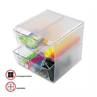 Stackable Cube Organizer, 4 Drawers, 6 X 7 1-8 X 6, Clear