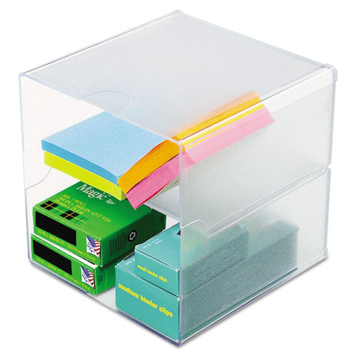 Desk Cube, Divided, Clear, 6 X 6 X 6