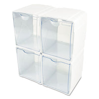 Tilt Bin Interlocking 4-bin Organizer, 4 5-8 X 4 7-8 X 5 1-2, White-clear